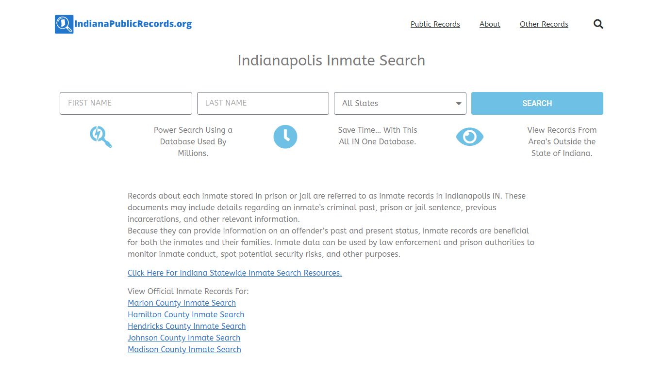Indianapolis Inmate Search - IMPD IN Current & Past Jail Records